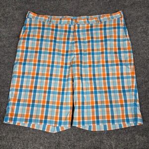 Slazenger‎ Mens Blue Orange Plaid Golf Shorts Size 42 Performance Checkered